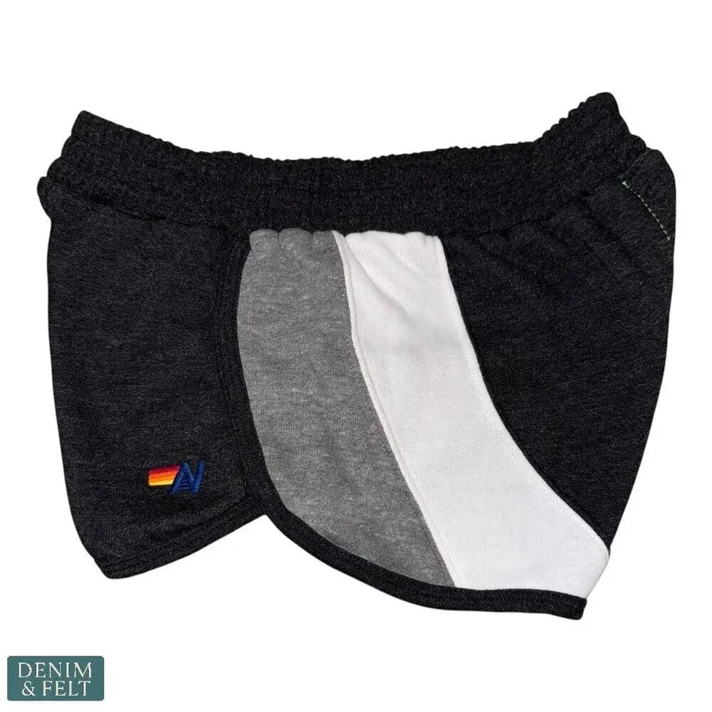 AVIATOR NATION‎ Tri-Tone Lounge Shorts Grey White Black Rainbow Logo Sz S USA